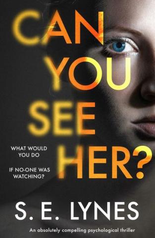 Yellow writing over half face of young woman